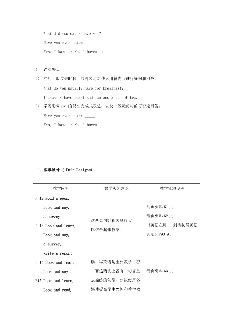 六年级英语上册 Module 3Unit 2 Favourite food and drinks教案 沪教牛津版.doc_第2页