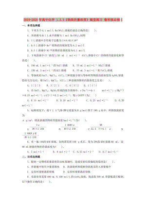 2019-2020年高中化學 1.3.3《物質的量濃度》隨堂練習 魯科版必修1.doc