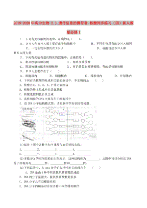 2019-2020年高中生物 2.3 遗传信息的携带者 核酸同步练习（四）新人教版必修1.doc