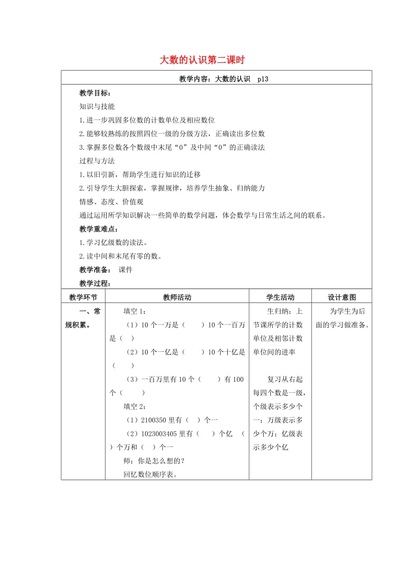 四年级数学上册 2.1 大数的认识（第2课时）教案 沪教版.doc_第1页