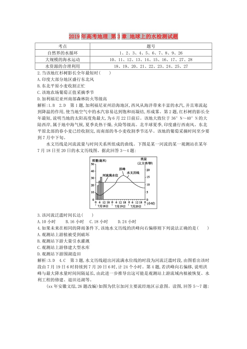 2019年高考地理 第3章 地球上的水检测试题.doc_第1页