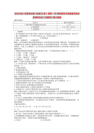 2019-2020年高考生物一輪復(fù)習(xí) 第2章第3節(jié) 神經(jīng)調(diào)節(jié)與體液調(diào)節(jié)的關(guān)系課時作業(yè)（含解析）新人教版.doc