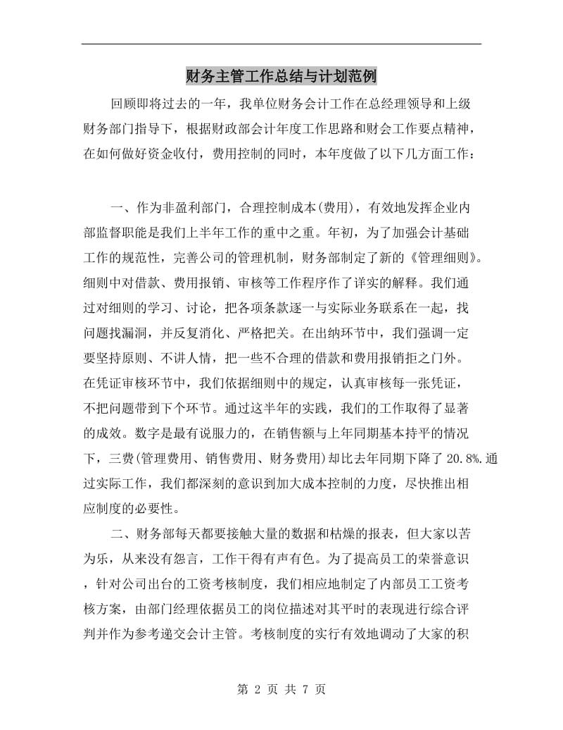 财务主管工作总结与计划范例.doc_第2页