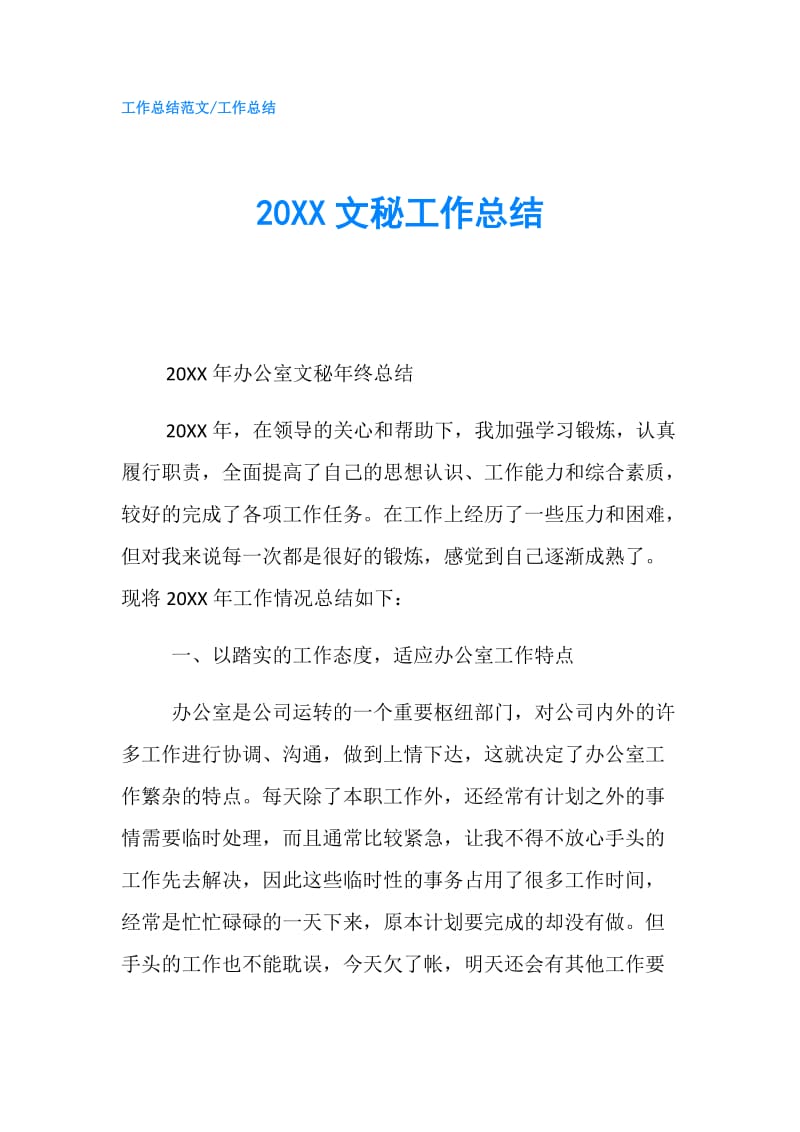 20XX文秘工作总结.doc_第1页