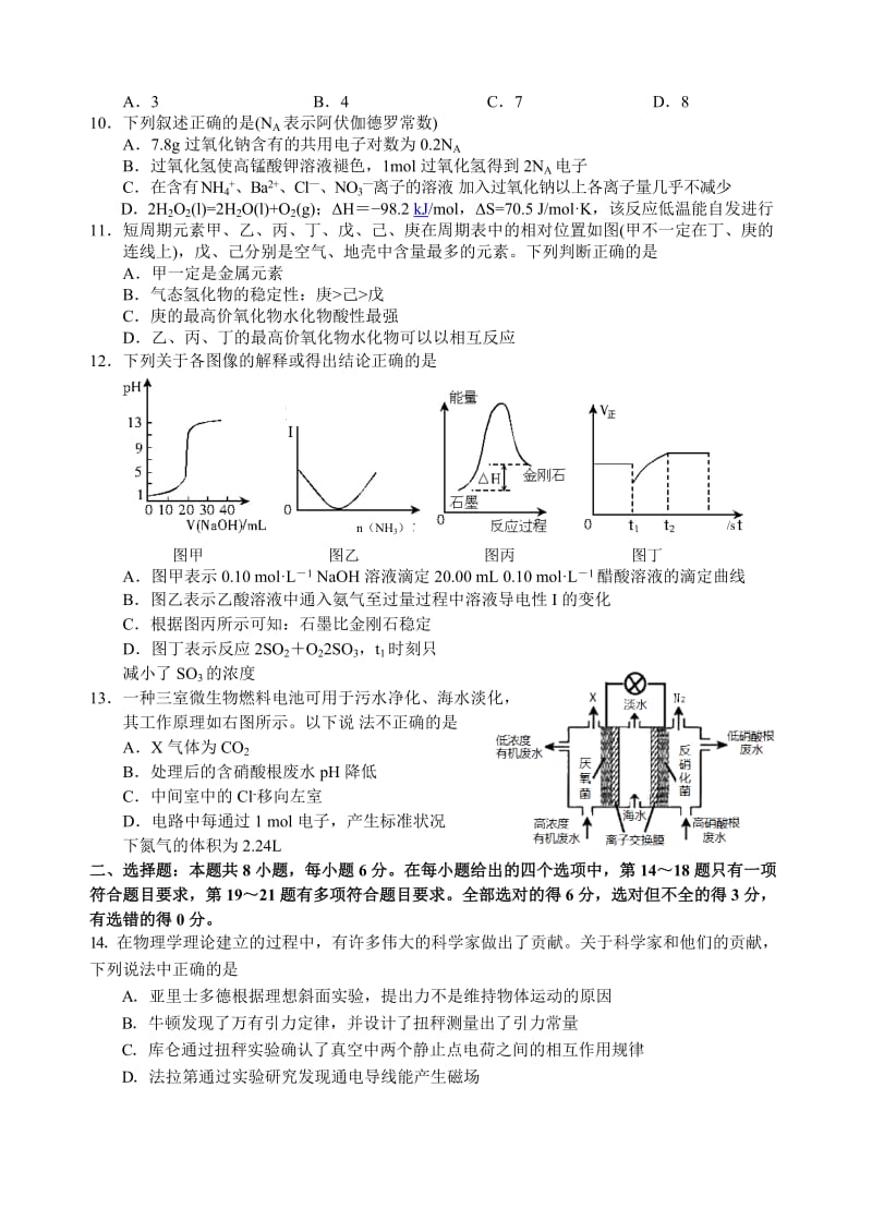 2019-2020年高三冲刺模拟理综试题 含答案.doc_第3页