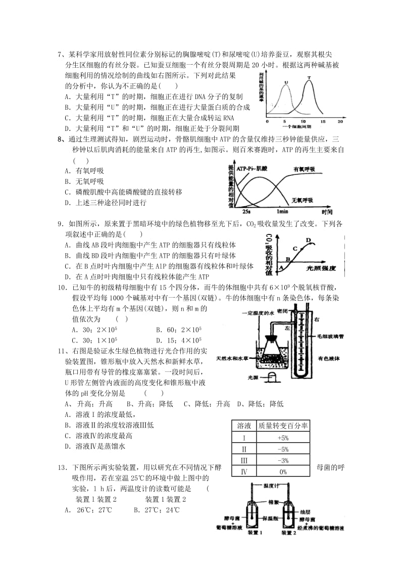 2019-2020年高三生物二轮复习 综合训练四 人教版.doc_第2页