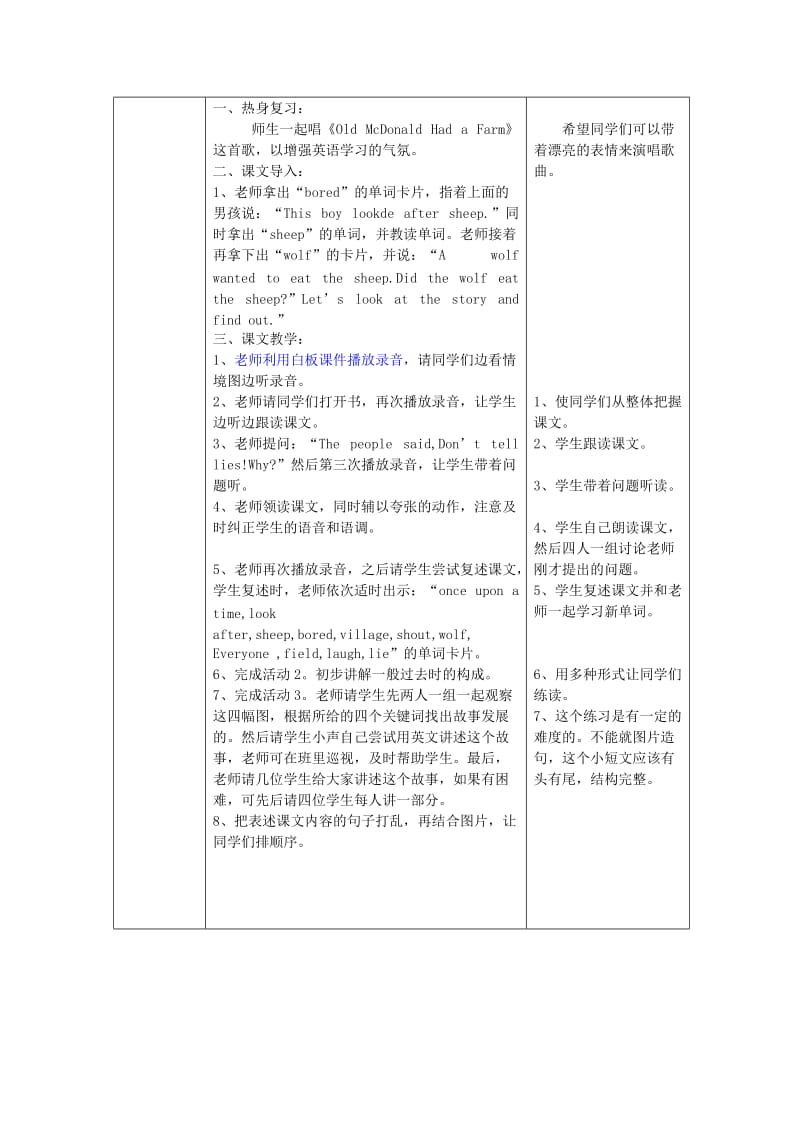 2019春四年级英语下册 Module 3 Unit 1《He shouted“ Wolfwolf”》教案 外研版.doc_第2页