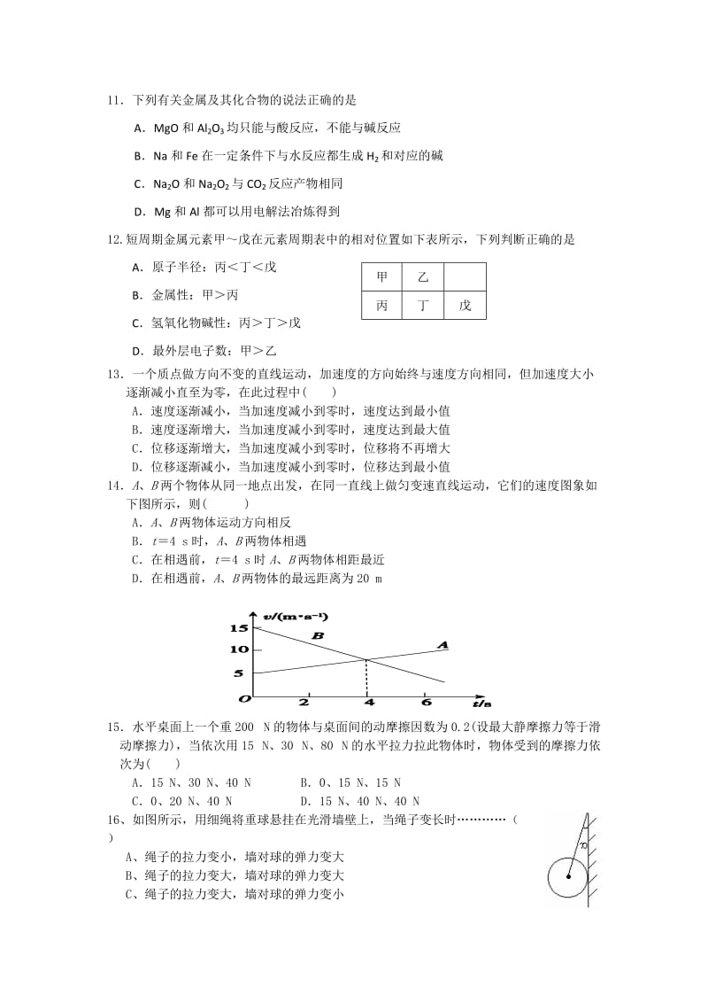 2019-2020年高三暑期综合测试理综试题 含答案.doc_第3页