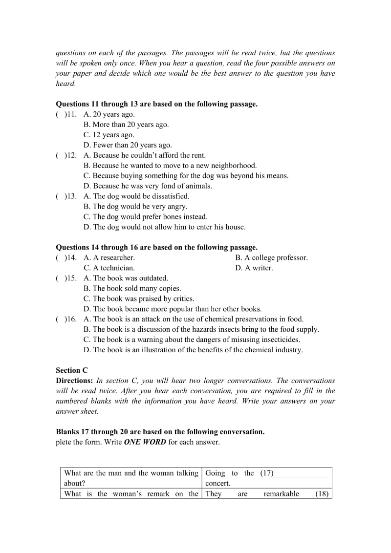 2019-2020年高三下学期第二次综合测试英语试题 含答案.doc_第2页