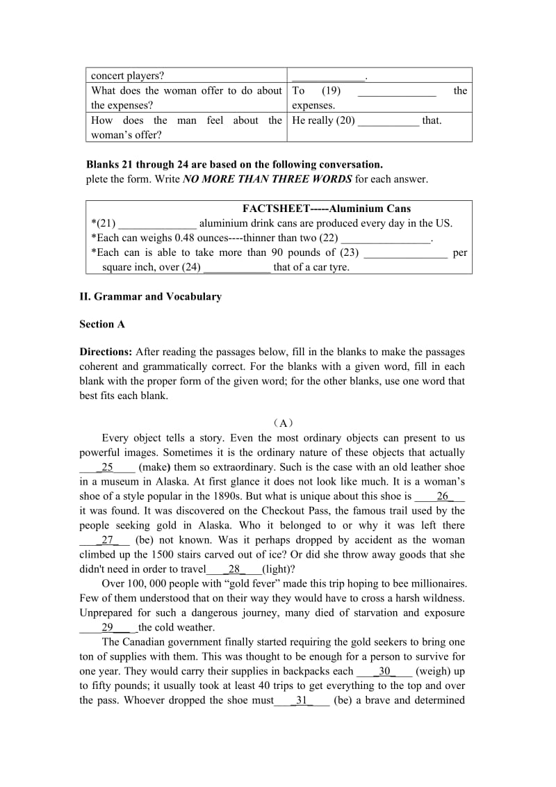 2019-2020年高三下学期第二次综合测试英语试题 含答案.doc_第3页