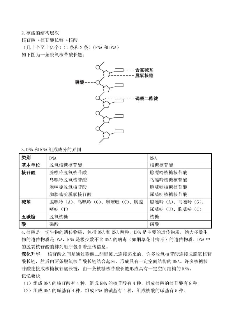 2019-2020年高中生物 2.3 遗传信息的携带者 核酸知识点归纳 新人教版必修1.doc_第3页