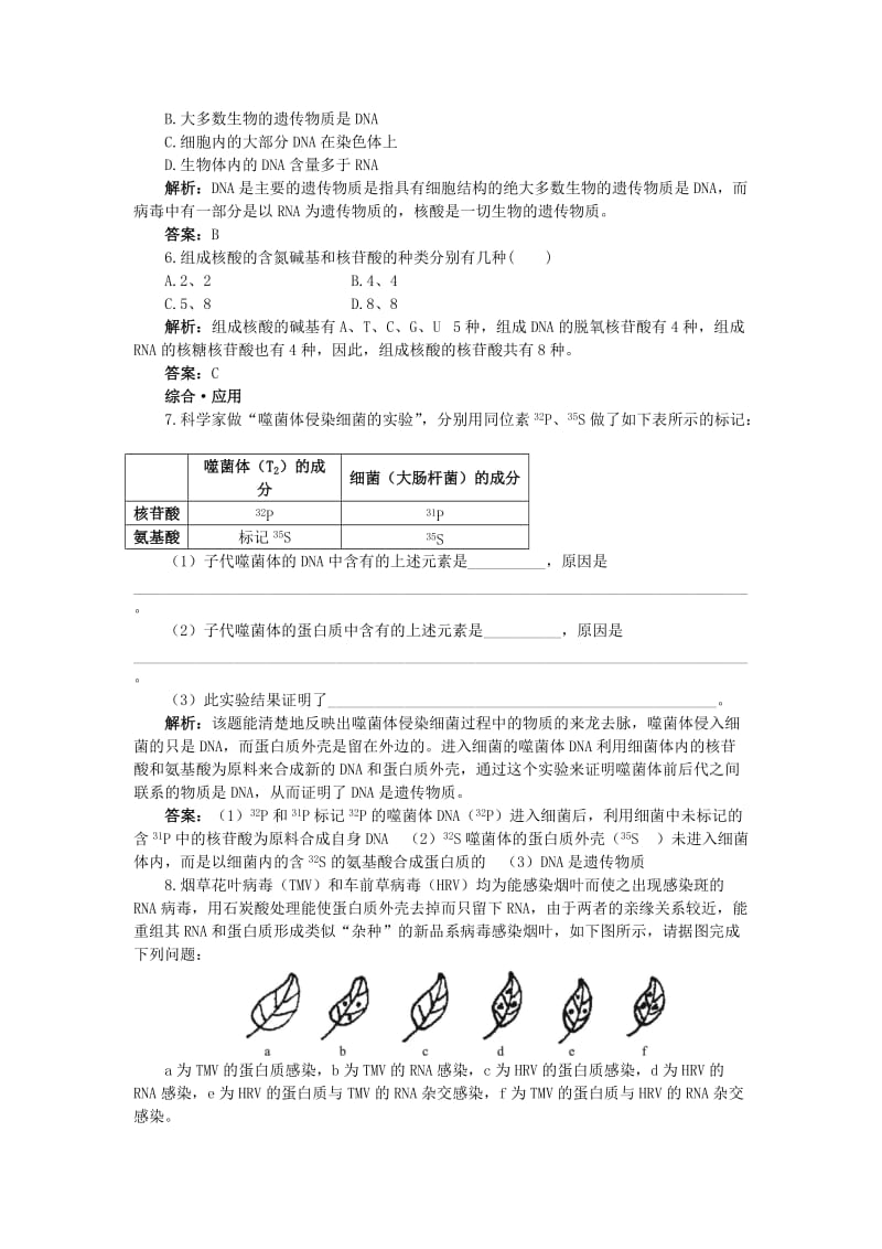 2019-2020年高中生物 DNA是主要的遗传物质基础达标测试 新人教版必修2.doc_第2页