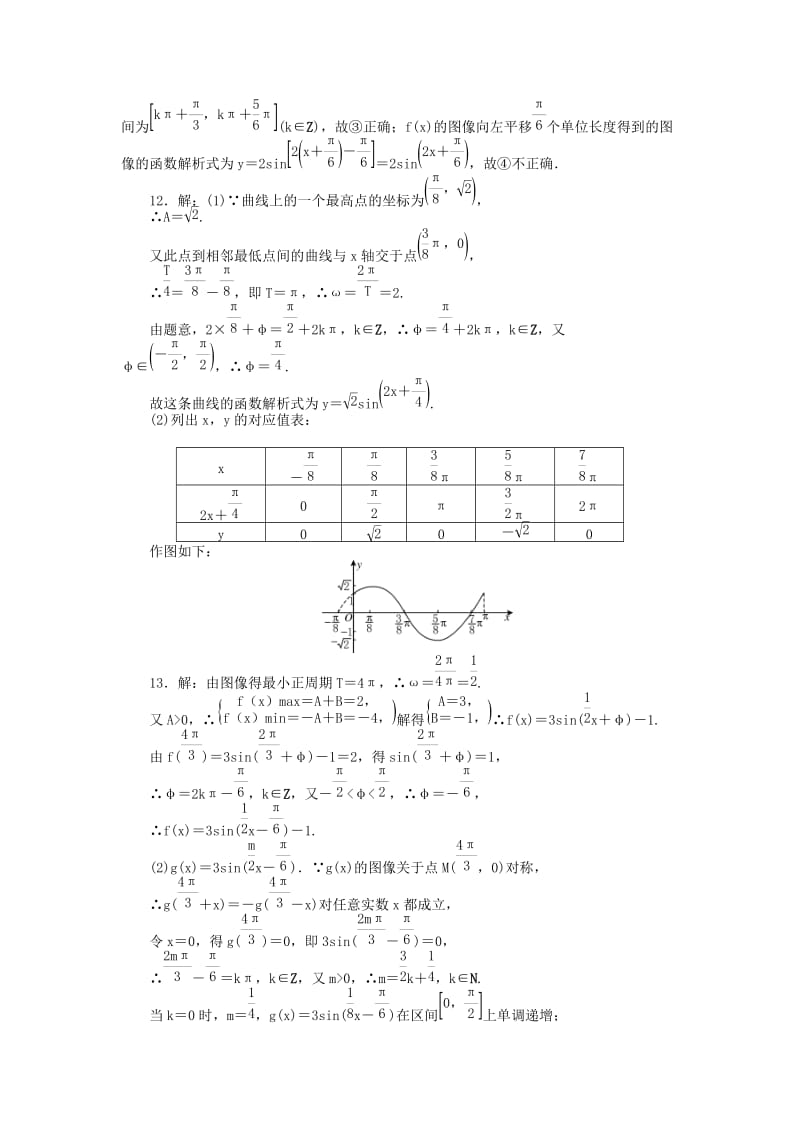 2019-2020年高中数学第一章三角函数1.5函数y＝Asin(ωx＋φ)的图像练习新人教A版.doc_第3页