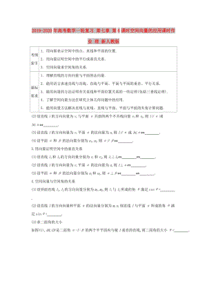 2019-2020年高考数学一轮复习 第七章 第6课时空间向量的应用课时作业 理 新人教版.doc