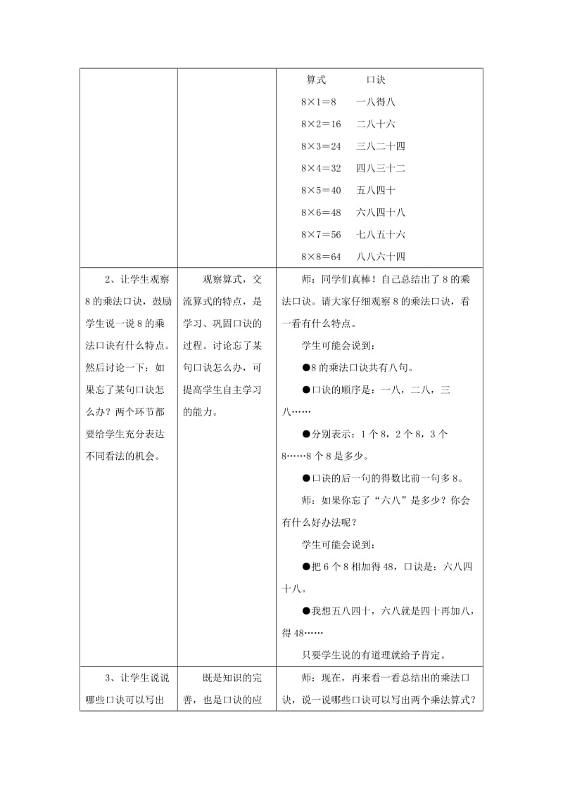 2019秋二年级数学上册 7.1《8的乘法口诀》教案 （新版）冀教版.doc_第3页