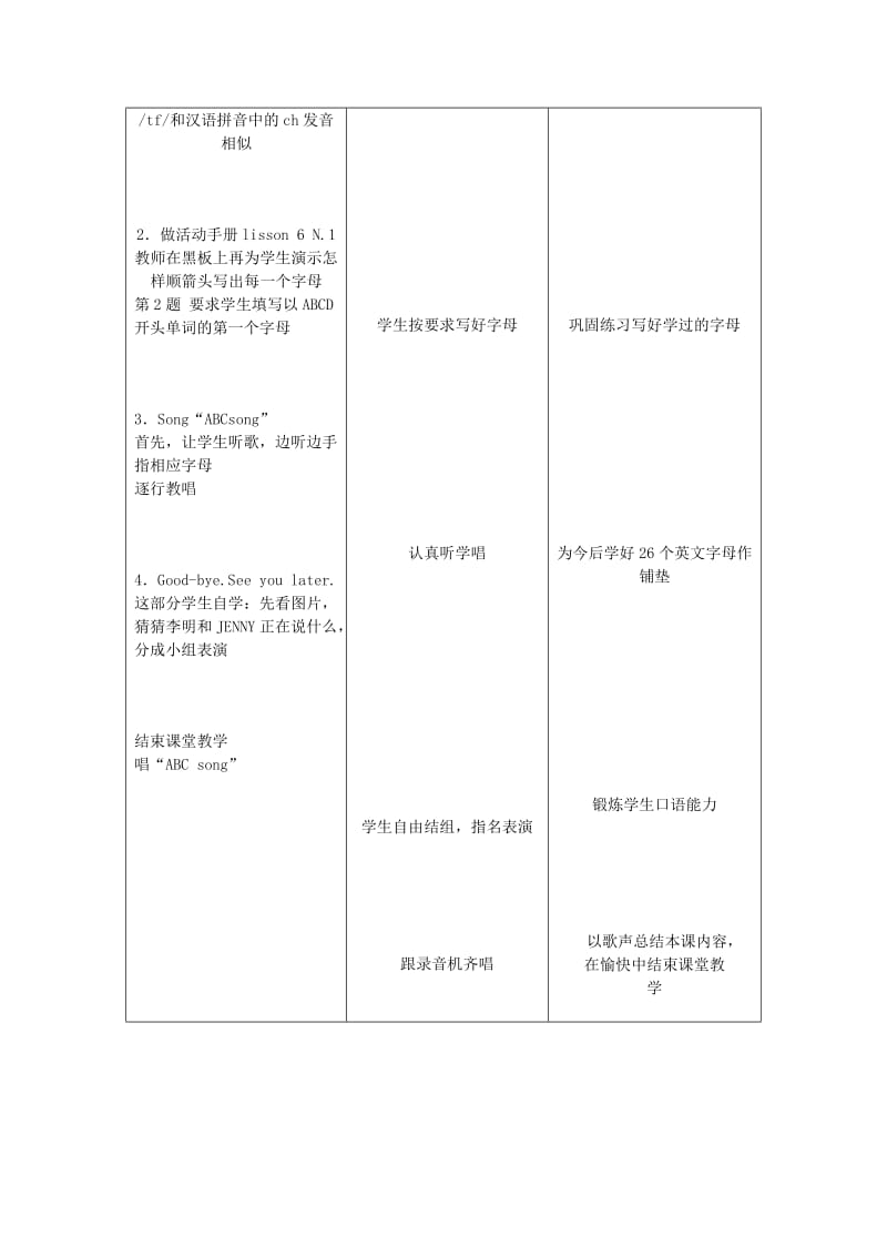 三年级英语上册 unit 1 Lesson 6 A B C D教案 冀教版.doc_第3页