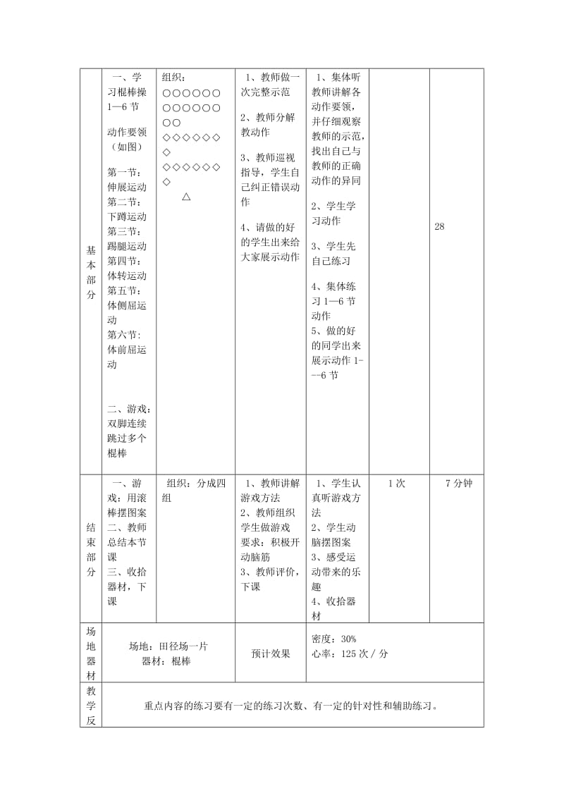 五年级体育下册 第五课 棍棒操教案.doc_第2页