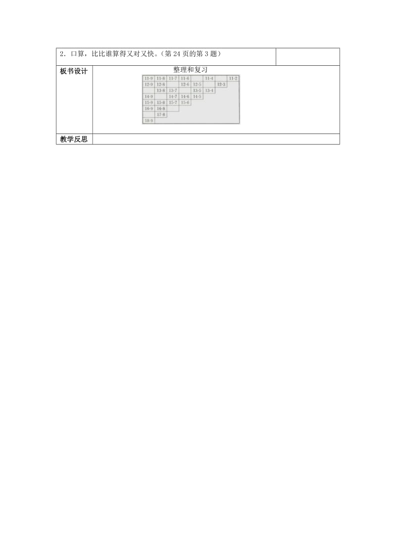 2019春一年级数学下册 2.11 整理和复习教案1 新人教版.doc_第2页