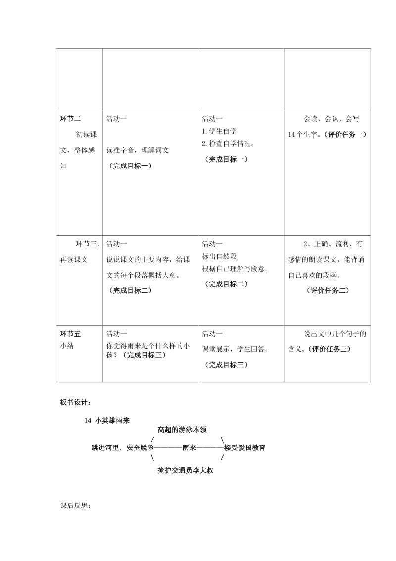 2019年秋四年级语文上册《小英雄雨来》教案 鲁教版.doc_第2页