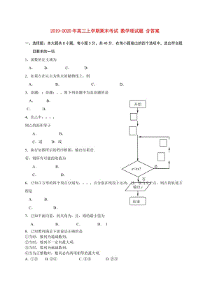 2019-2020年高三上學(xué)期期末考試 數(shù)學(xué)理試題 含答案.doc