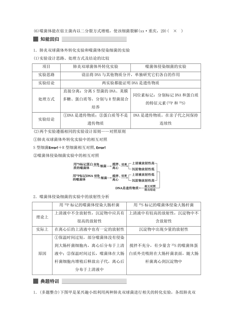 2019-2020年高考生物 考前三个月 知识专题突破练5 遗传分子的基础.doc_第2页