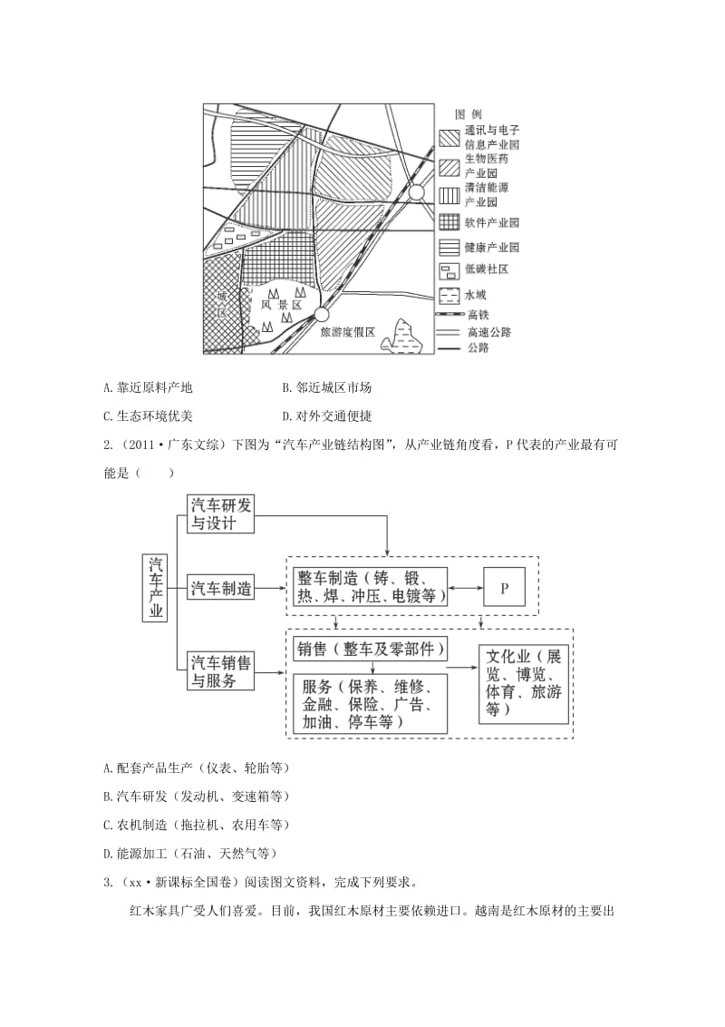 2019-2020年高考地理 梯级演练 人文地理 4.2 工业地域的形成和工业区.doc_第3页