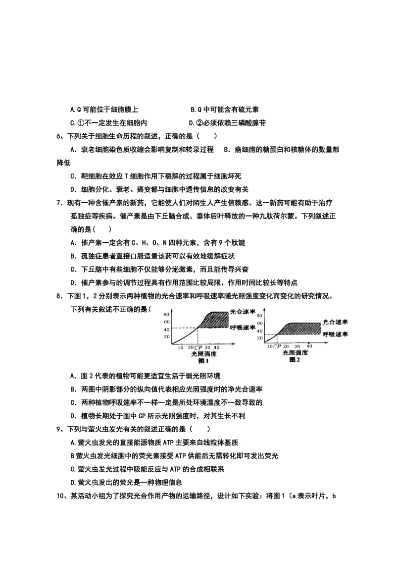 2019-2020年高三上学期期末考试 生物试题A卷 含答案.doc_第2页