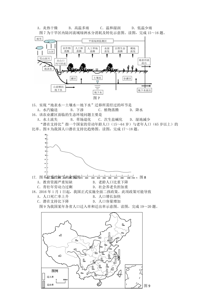 2019-2020年高中学业水平测试地理练习试卷（必修） Word版含答案.doc_第3页