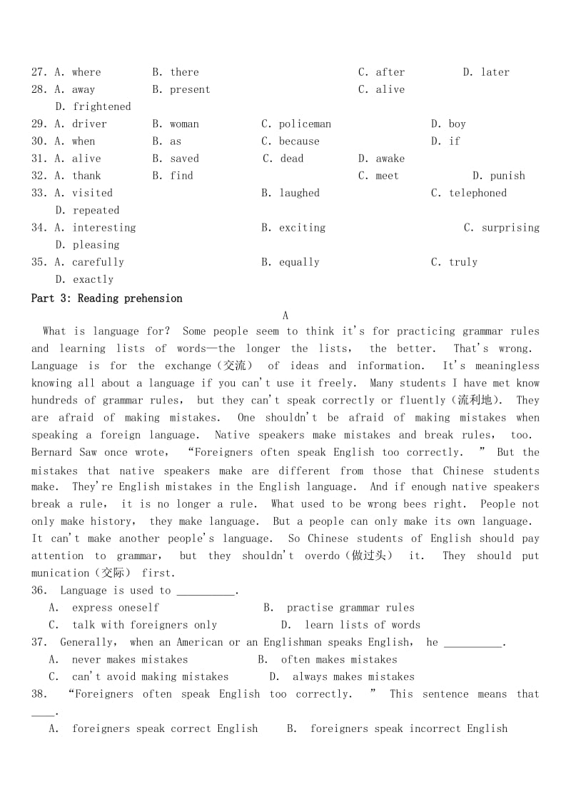 2019-2020年高中英语Module6FillmsandTVProgrammes测试题外研版必修.doc_第3页