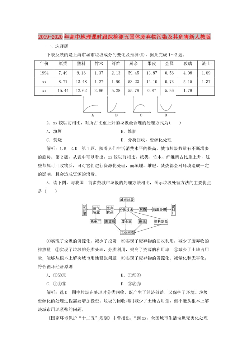 2019-2020年高中地理课时跟踪检测五固体废弃物污染及其危害新人教版.doc_第1页