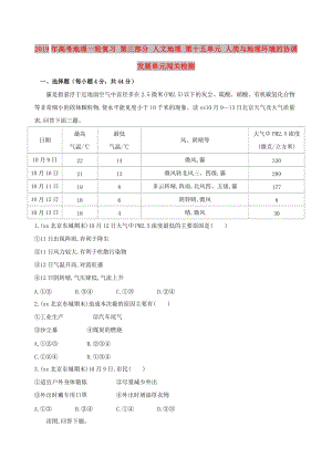 2019年高考地理一輪復(fù)習(xí) 第三部分 人文地理 第十五單元 人類與地理環(huán)境的協(xié)調(diào)發(fā)展單元闖關(guān)檢測(cè).doc