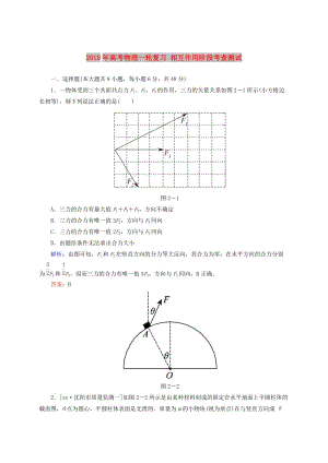 2019年高考物理一輪復(fù)習(xí) 相互作用階段考查測試.doc