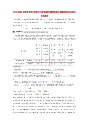 2019-2020年高考生物 考前三個月 知識專題突破練6 遺傳的基本規(guī)律及伴性遺傳.doc