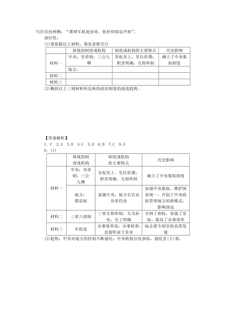 2019-2020年高中历史 1.4 专制时代晚期的政治形态每课一练 人民版必修1.doc_第3页