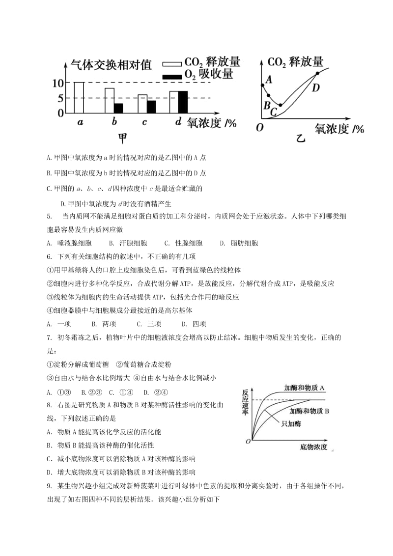 2019-2020年高一上学期期末考试生物试题（17班） 含答案.doc_第2页