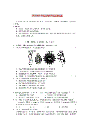 2019-2020年高三期末考試生物試題.doc