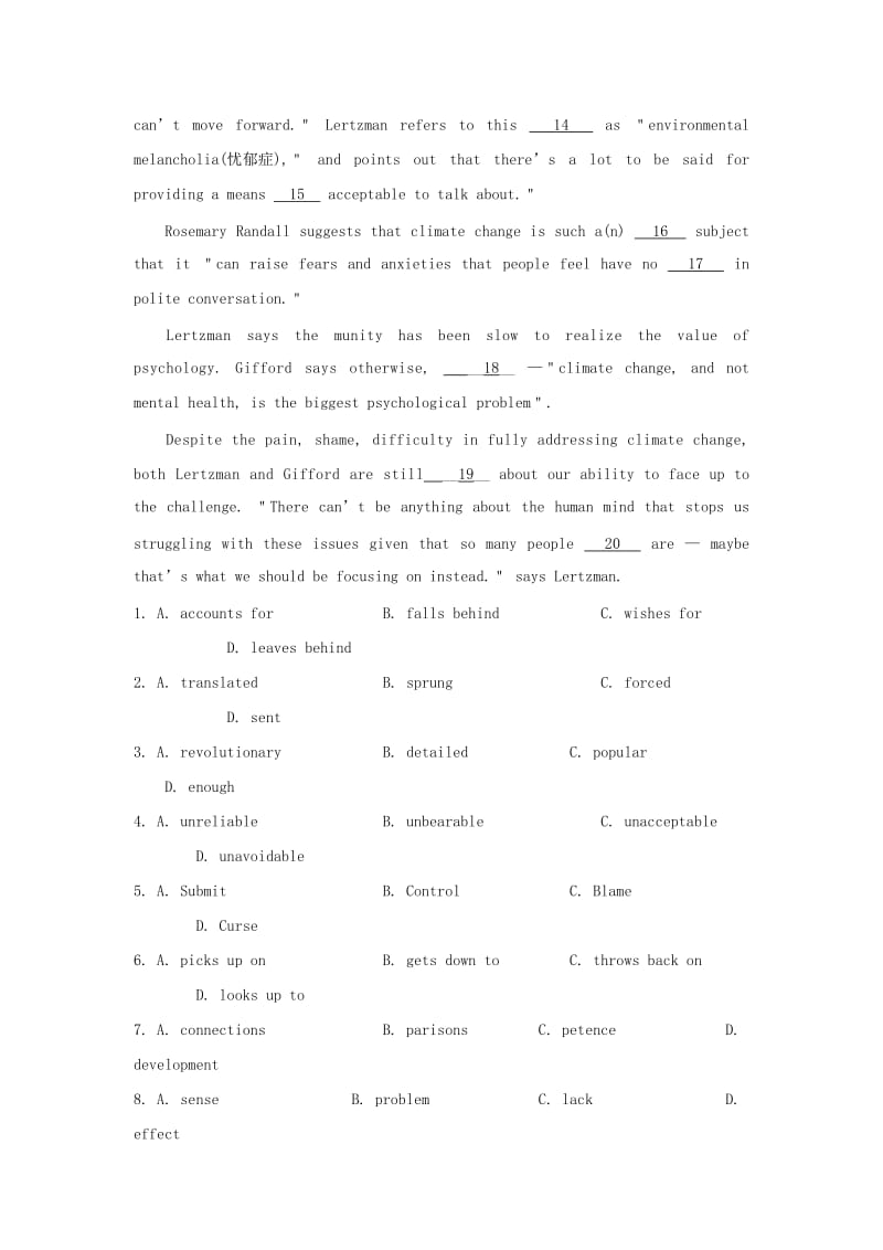 2019-2020年高中英语大题精做04Globalwarming含解析新人教版选修.doc_第2页