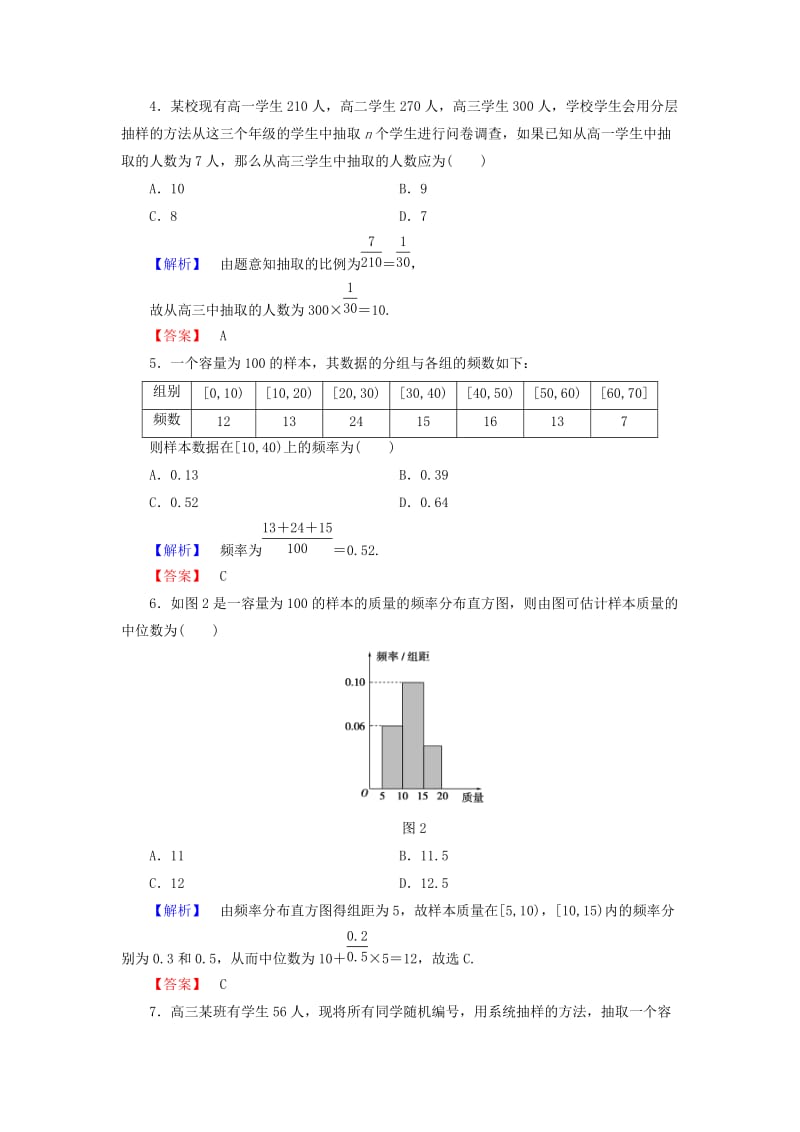 2019-2020年高中数学第二章统计章末综合测评新人教A版.doc_第2页