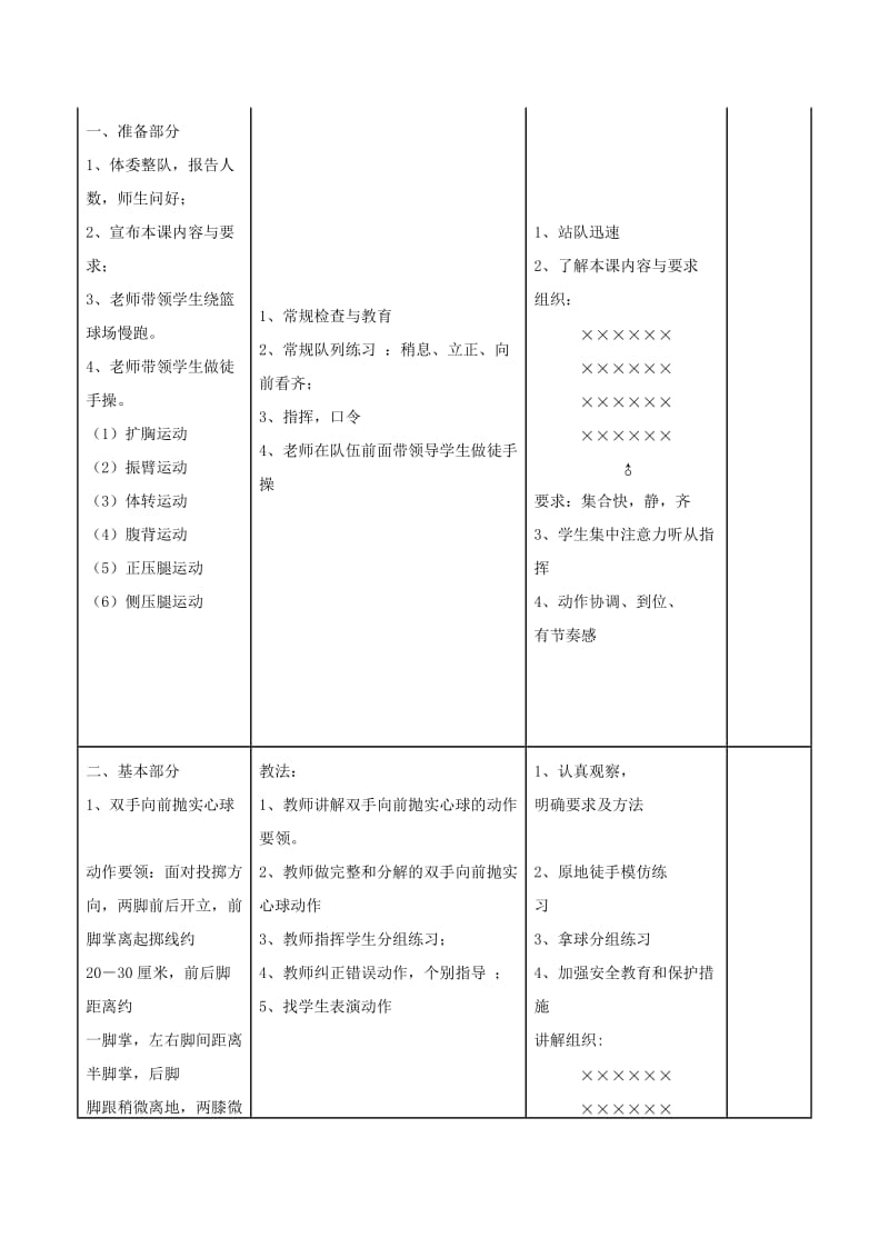 四年级体育下册 双手向前掷实心球教案.doc_第2页