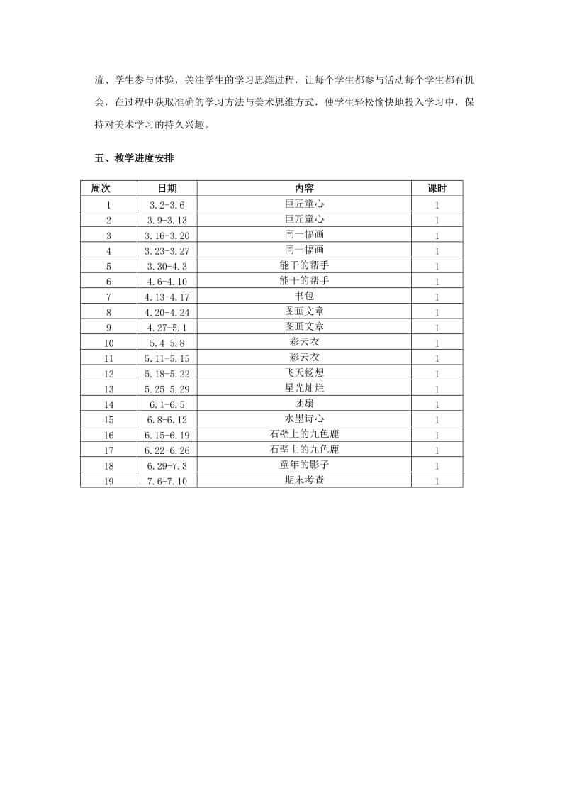 2019春五年级美术下册 教学计划 湘美版.doc_第2页