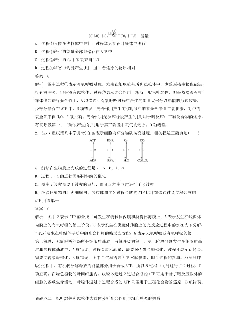 2019年高考生物大一轮复习 第三单元 细胞的能量供应和利用 第10讲 光合作用与细胞呼吸的综合应用学案.doc_第3页