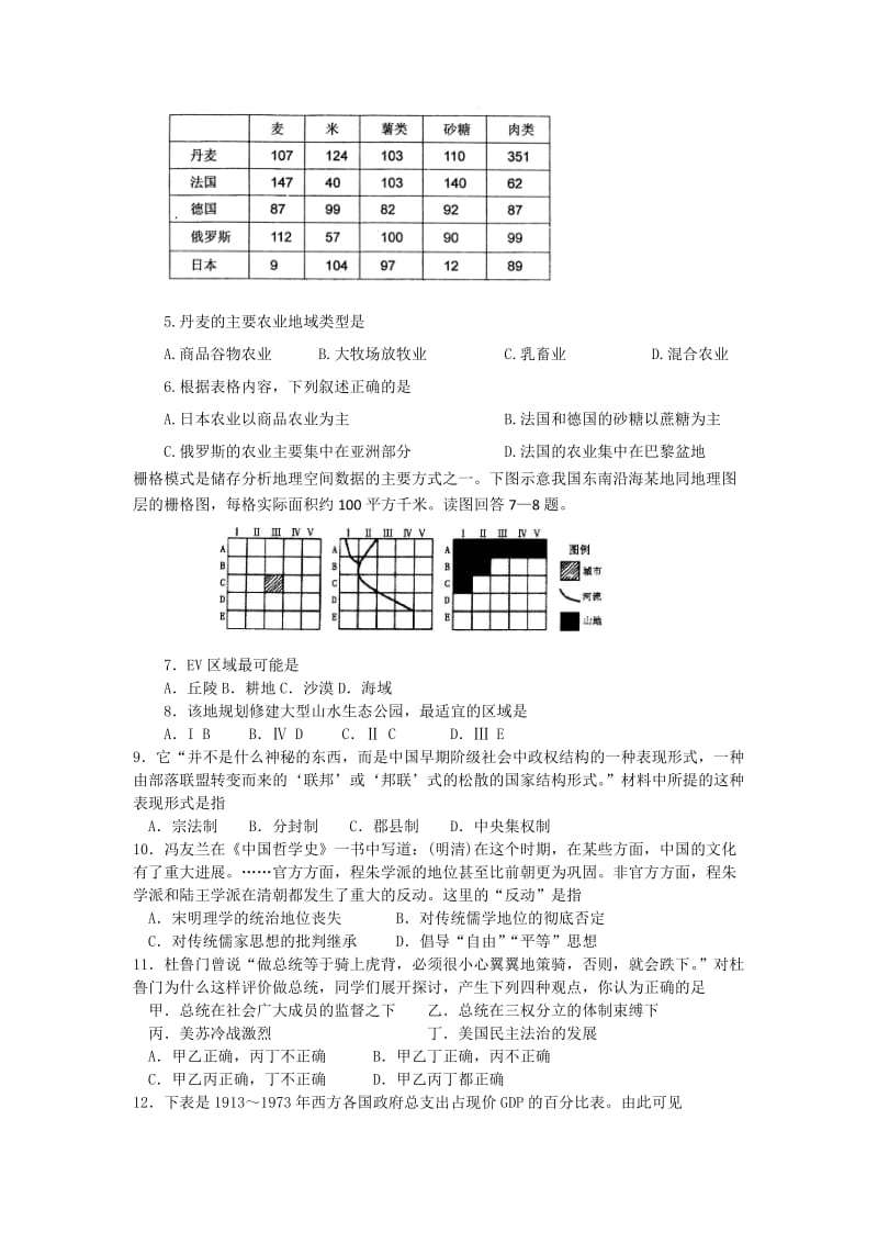 2019-2020年高三3月高考预测题 文综.doc_第2页