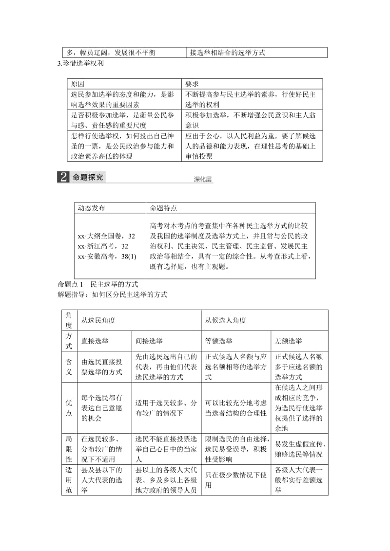 2019-2020年高考政治一轮总复习 第五单元 第十三课 我国公民的政治参与考点整合 文 新人教版必修2.doc_第2页