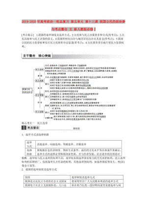 2019-2020年高考政治一輪總復習 第五單元 第十三課 我國公民的政治參與考點整合 文 新人教版必修2.doc