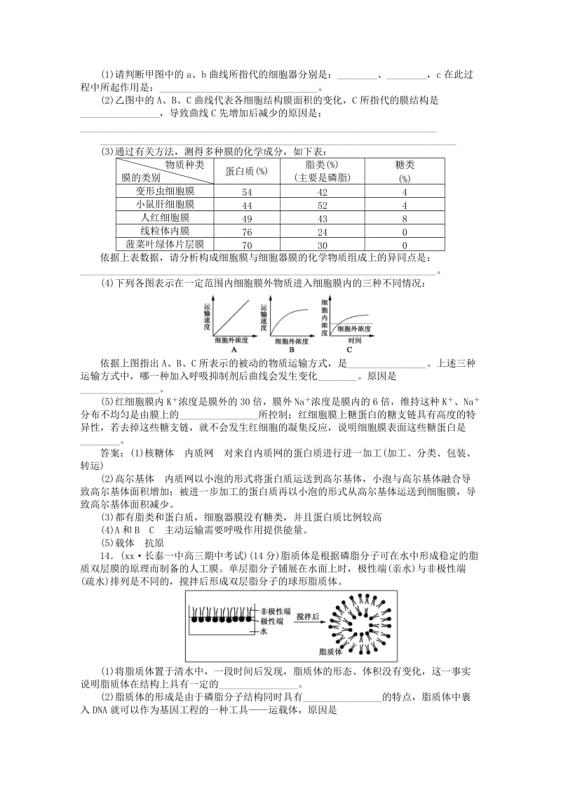 2019-2020年高中生物 1-第五讲 细胞的生物膜系统同步练习.doc_第3页