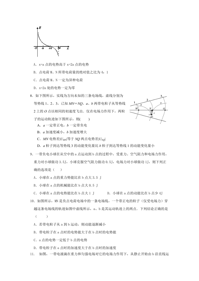 2019-2020年高二10月月考（六科联赛）物理试题 Word版含答案.doc_第2页