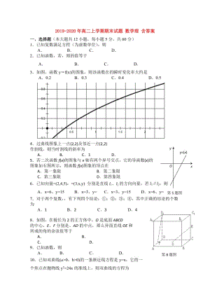 2019-2020年高二上學(xué)期期末試題 數(shù)學(xué)理 含答案.doc