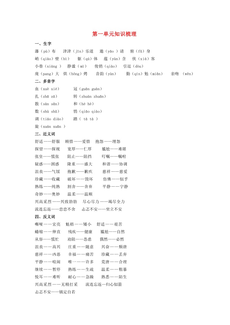 六年级语文上学期期末试题 专项知识归纳 新人教版.doc_第1页