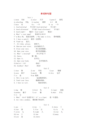 一年級(jí)英語上冊(cè) 單詞和句型教案 人教版新起點(diǎn).doc