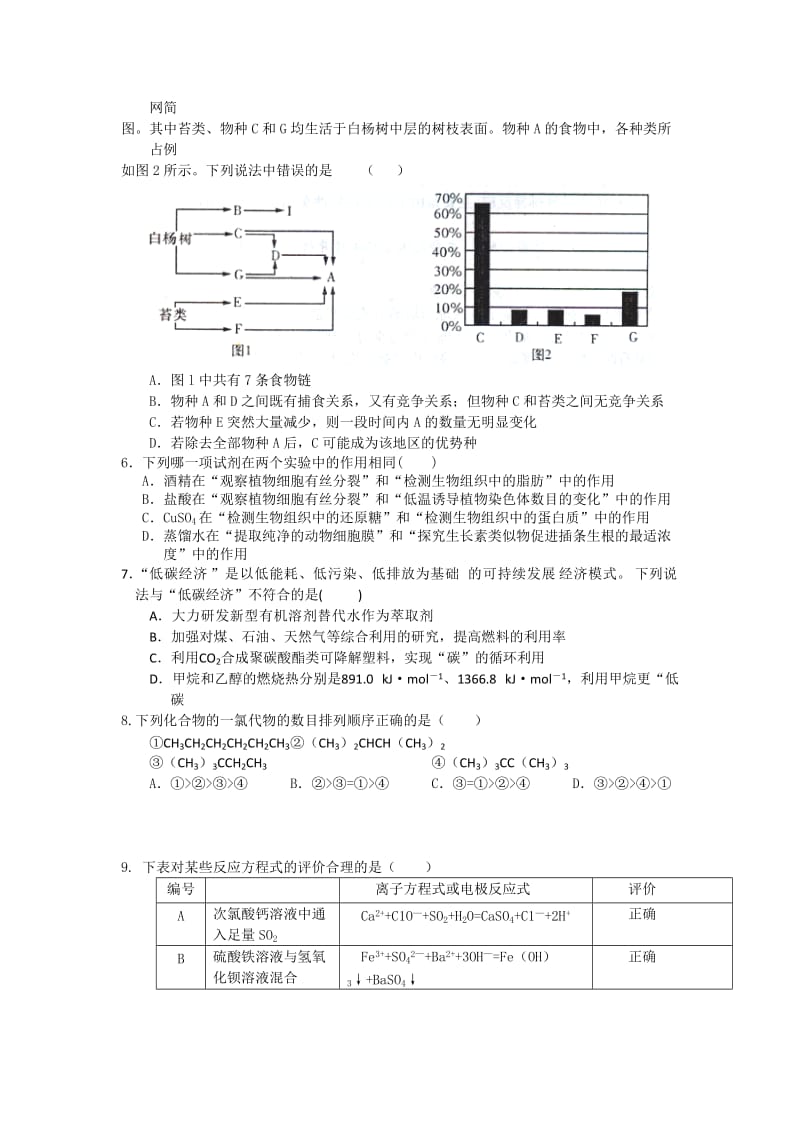 2019-2020年高三下学期理科综合训练（1）.doc_第2页